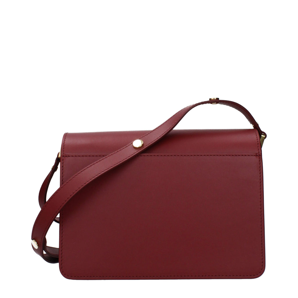 Marni Trunk Soft Leather Shoulder Bag in Burgundy