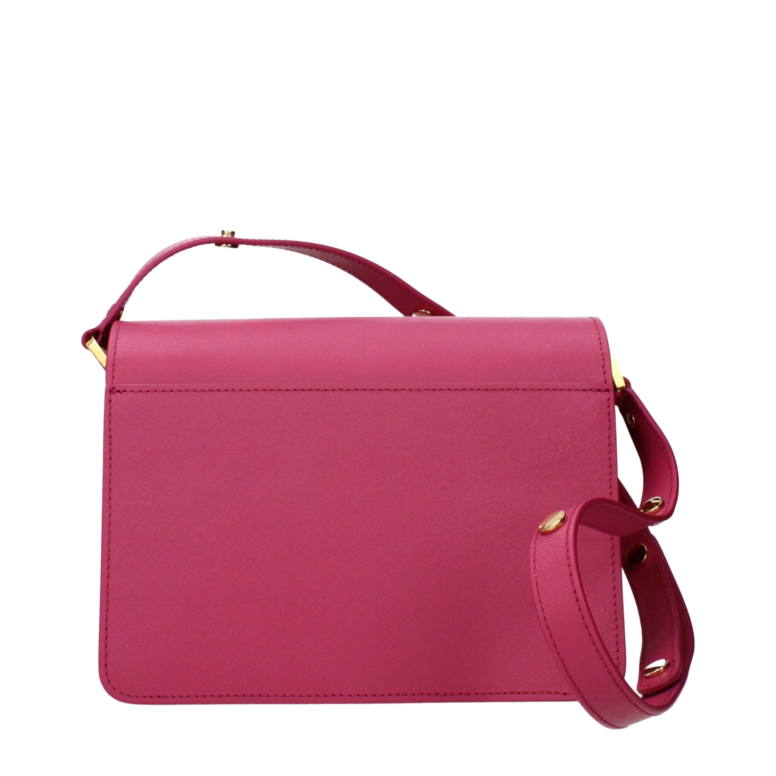 Marni Trunk Soft Leather Shoulder Bag in Fuchsia