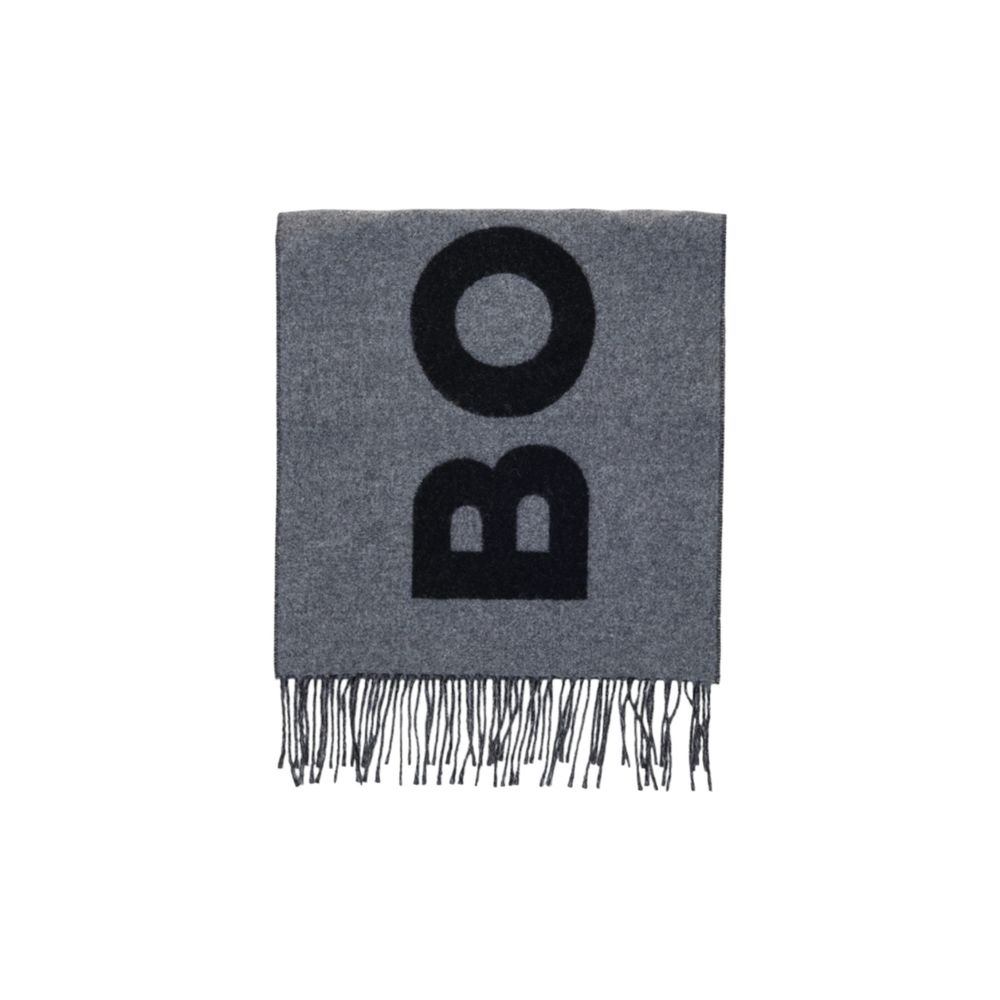 Hugo Boss Gray Wool Scarf