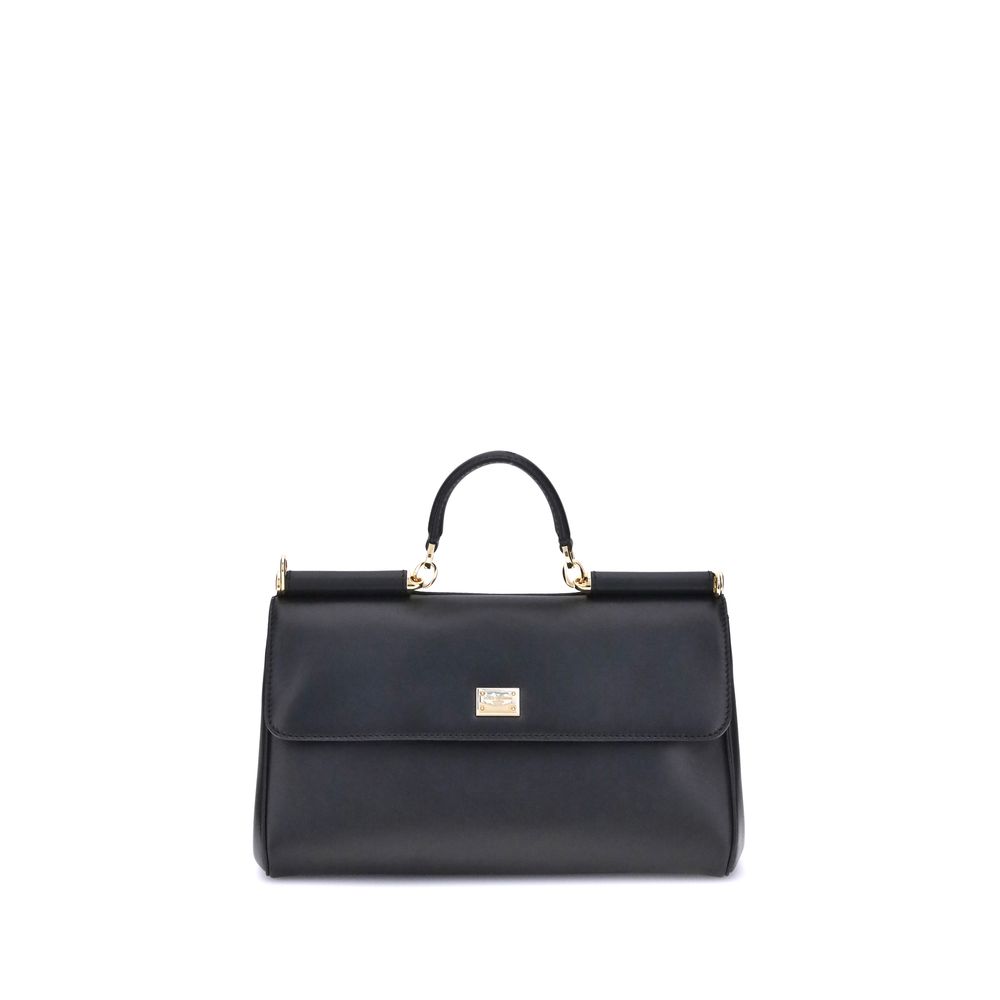 Dolce & Gabbana Large My Sicily Leather Handbag in Black