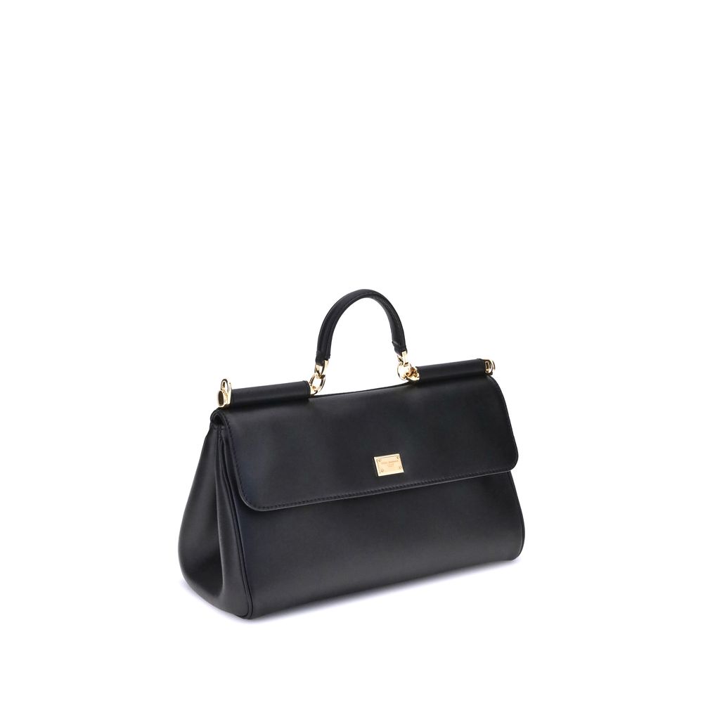Dolce & Gabbana Large My Sicily Leather Handbag in Black