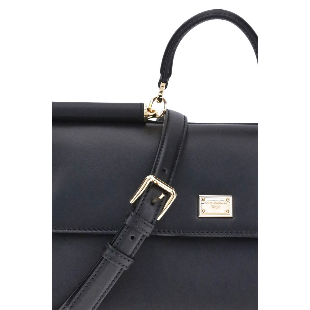 Dolce & Gabbana Large My Sicily Leather Handbag in Black