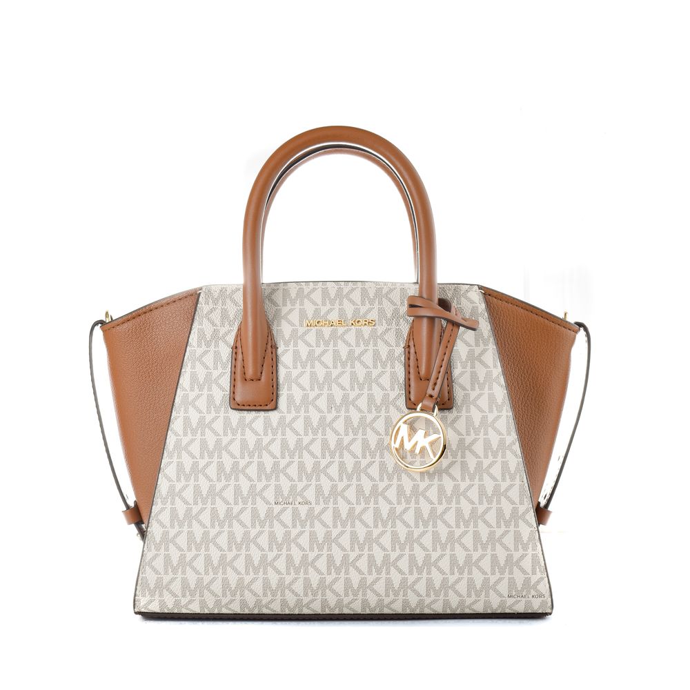 Michael Kors Avril Medium Logo Satchel Bag Vanilla