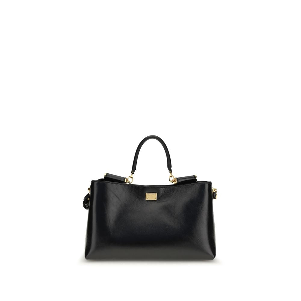 Dolce & Gabbana Medium Vittoria Leather Handbag in Black