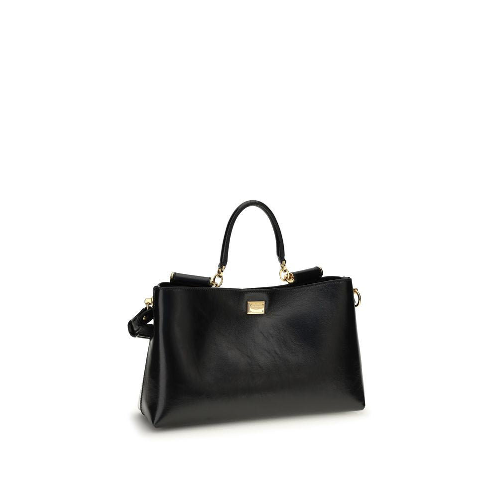 Dolce & Gabbana Medium Vittoria Leather Handbag in Black