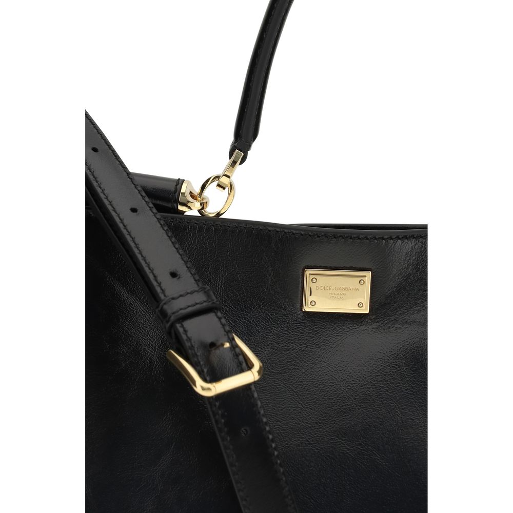 Dolce & Gabbana Medium Vittoria Leather Handbag in Black