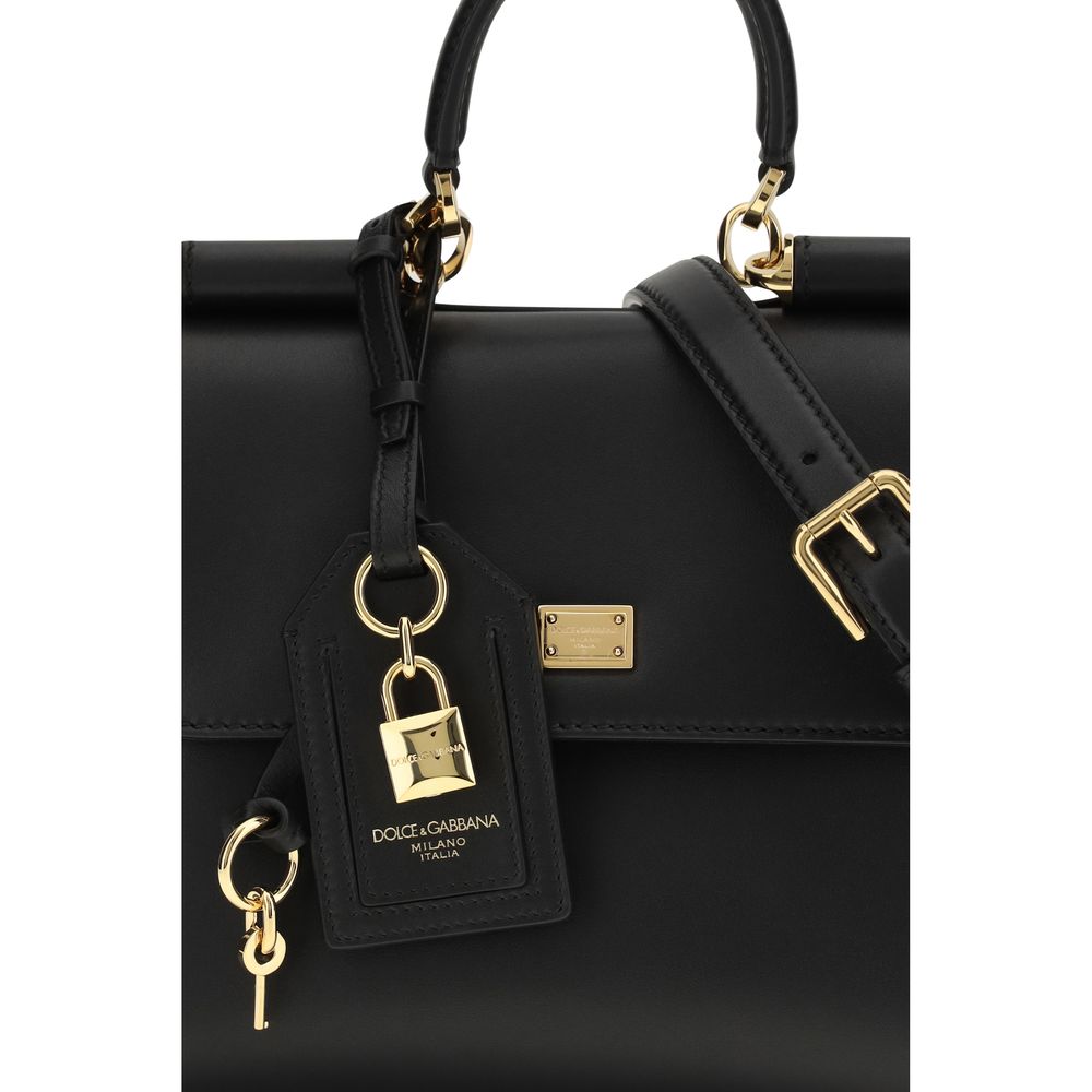 Dolce & Gabbana Medium My Sicily Leather Bag in Black