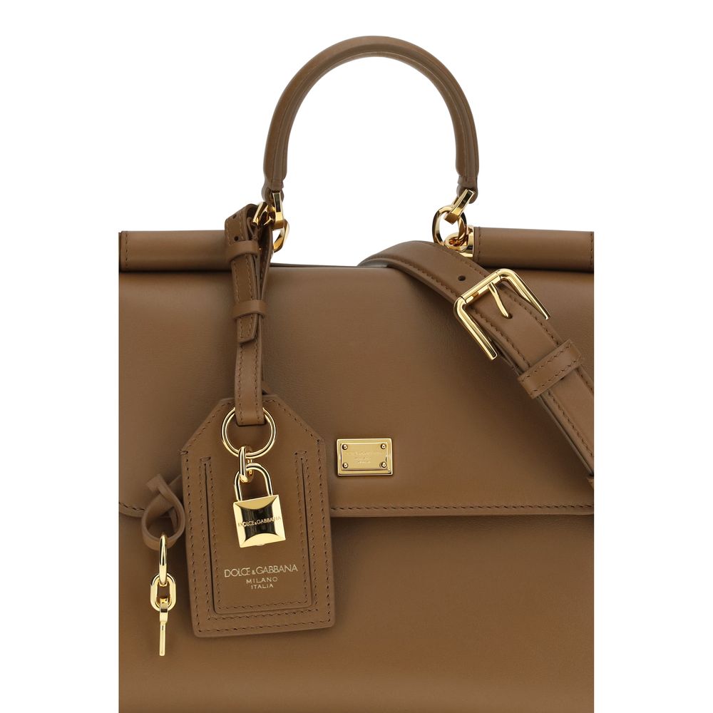 Dolce & Gabbana Medium My Sicily Leather Bag in Caramel Brown