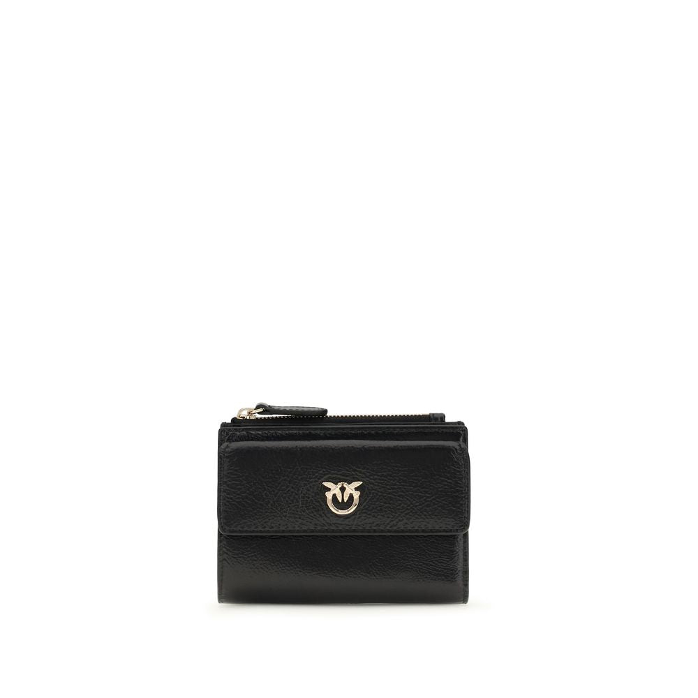 Pinko Logo Wallet Small Calf Leather Black