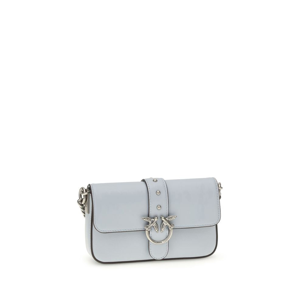 Pinko Baby Love Micro Shoulder Bag Light Blue Calf Leather