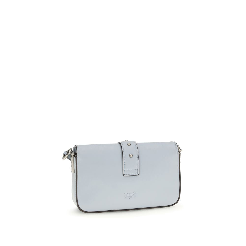 Pinko Baby Love Micro Shoulder Bag Light Blue Calf Leather