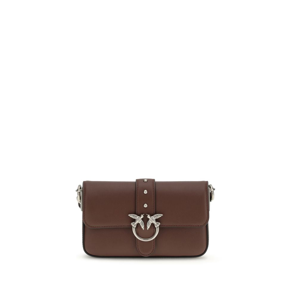 Pinko Baby Love Micro Shoulder Bag Light Blue Calf Leather