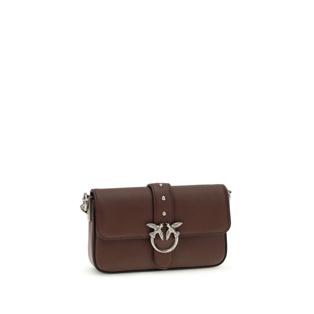 Pinko Baby Love Micro Shoulder Bag Light Blue Calf Leather