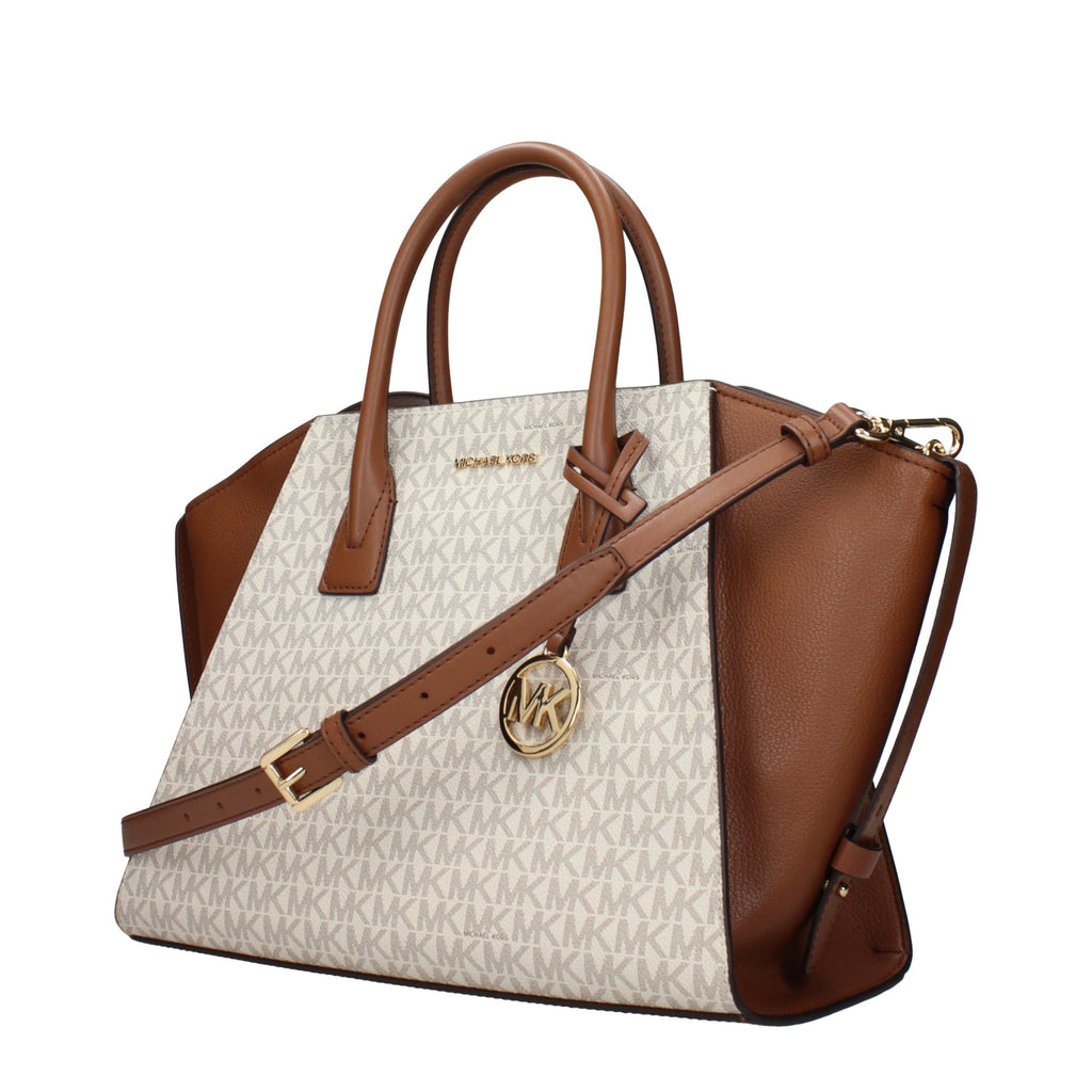 Michael Kors Jet Set Large Logo Satchel Bag Vanilla
