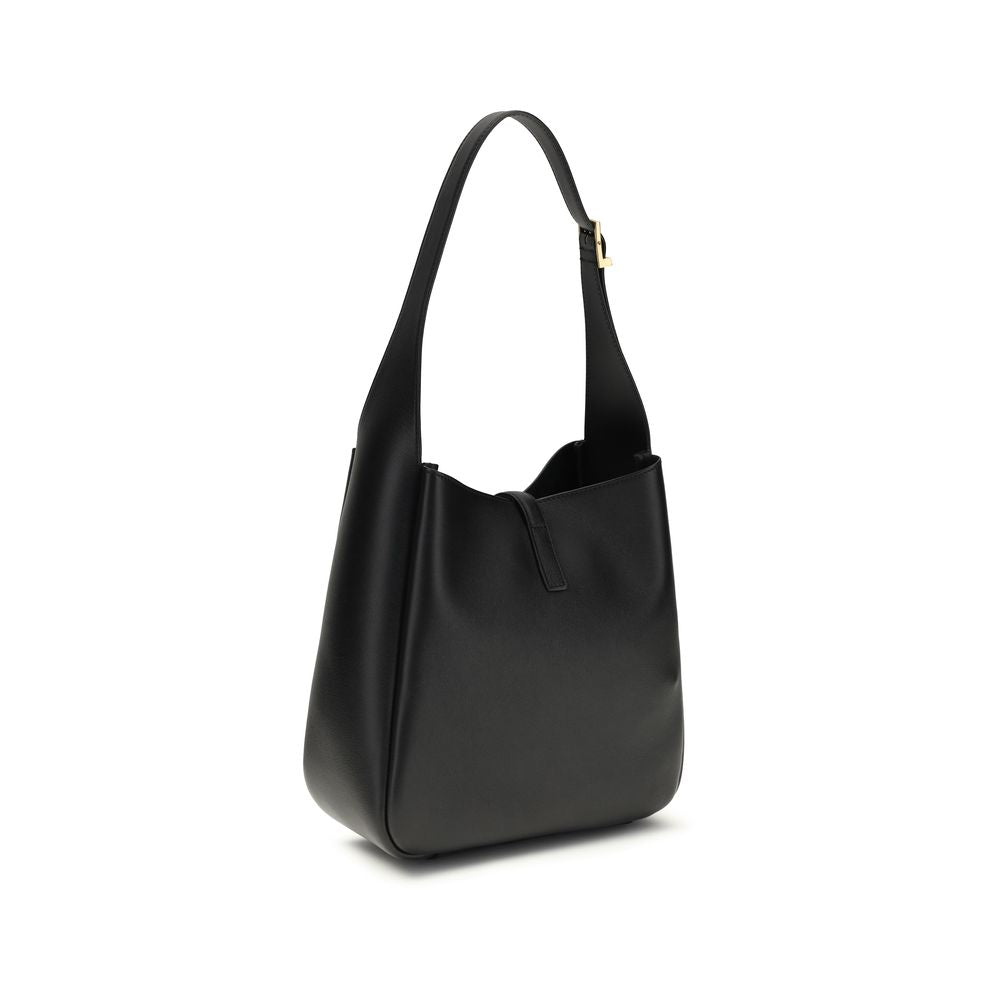 Saint Laurent Le 5 à 7 Shoulder Bag Medium Black Grained Leather YSL Logo