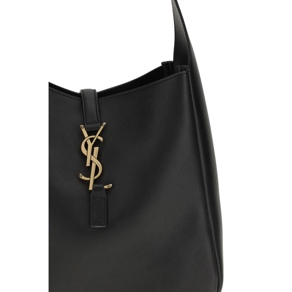 Saint Laurent Le 5 à 7 Shoulder Bag Medium Black Grained Leather YSL Logo
