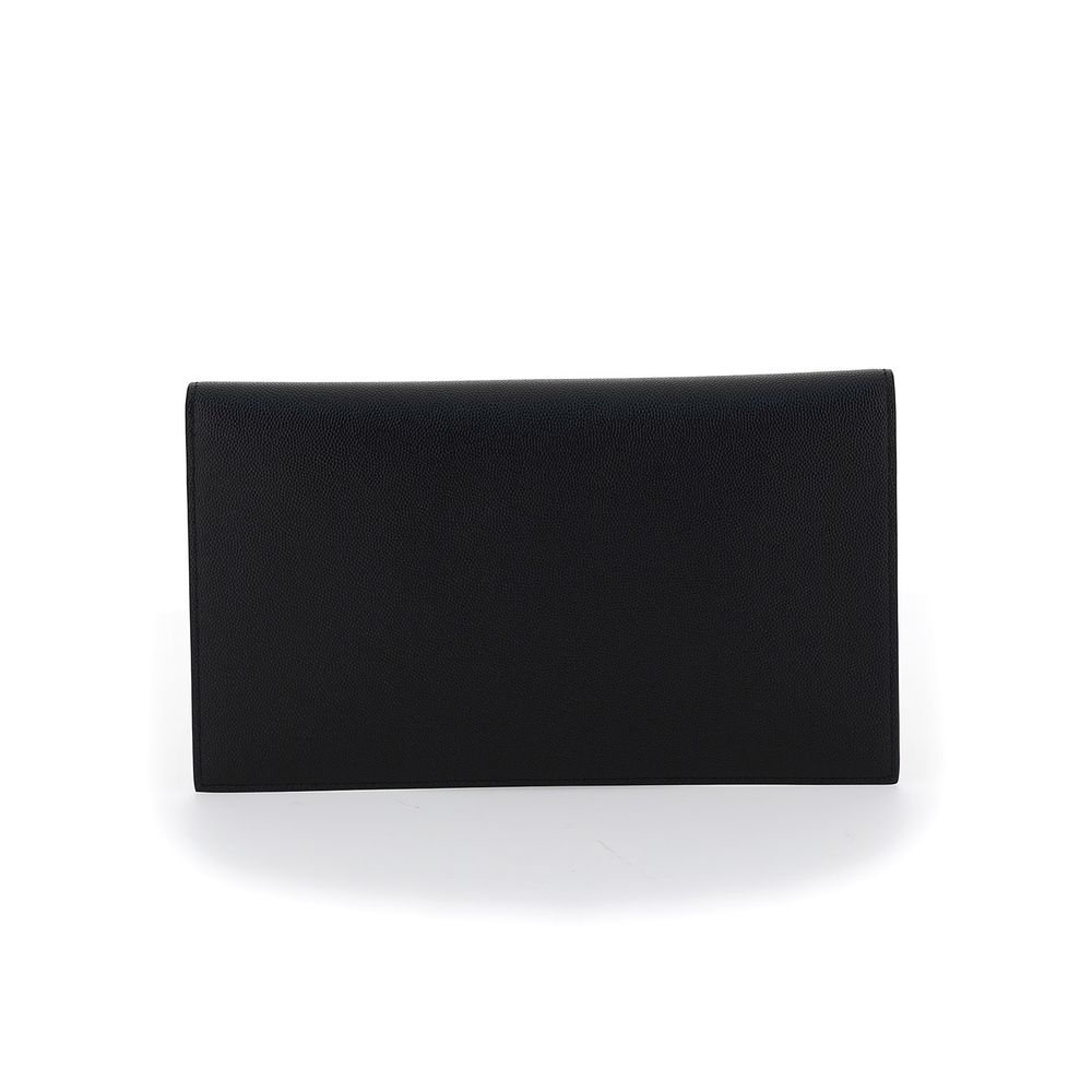 Saint Laurent Cassandre Envelope Clutch Black Grain de Poudre Leather
