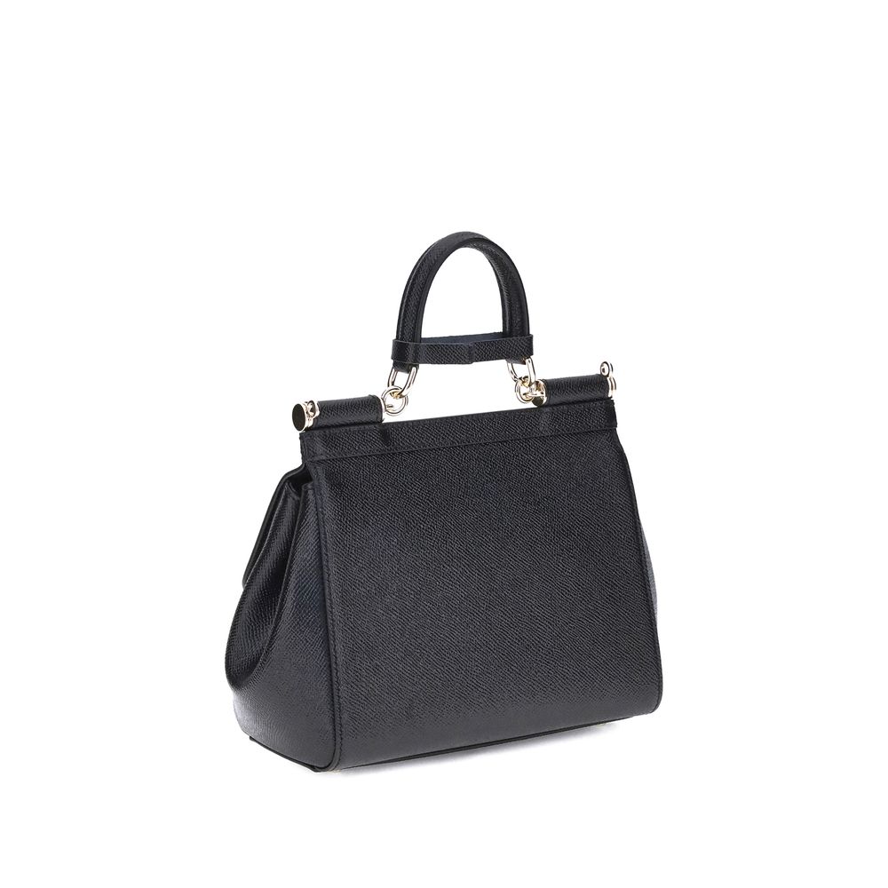 Dolce & Gabbana Sicily Soft Small Black Calf Leather Handbag