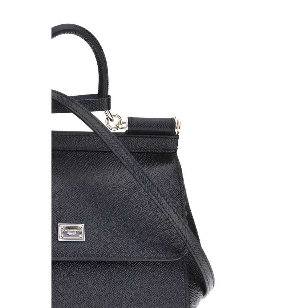 Dolce & Gabbana Sicily Soft Small Black Calf Leather Handbag