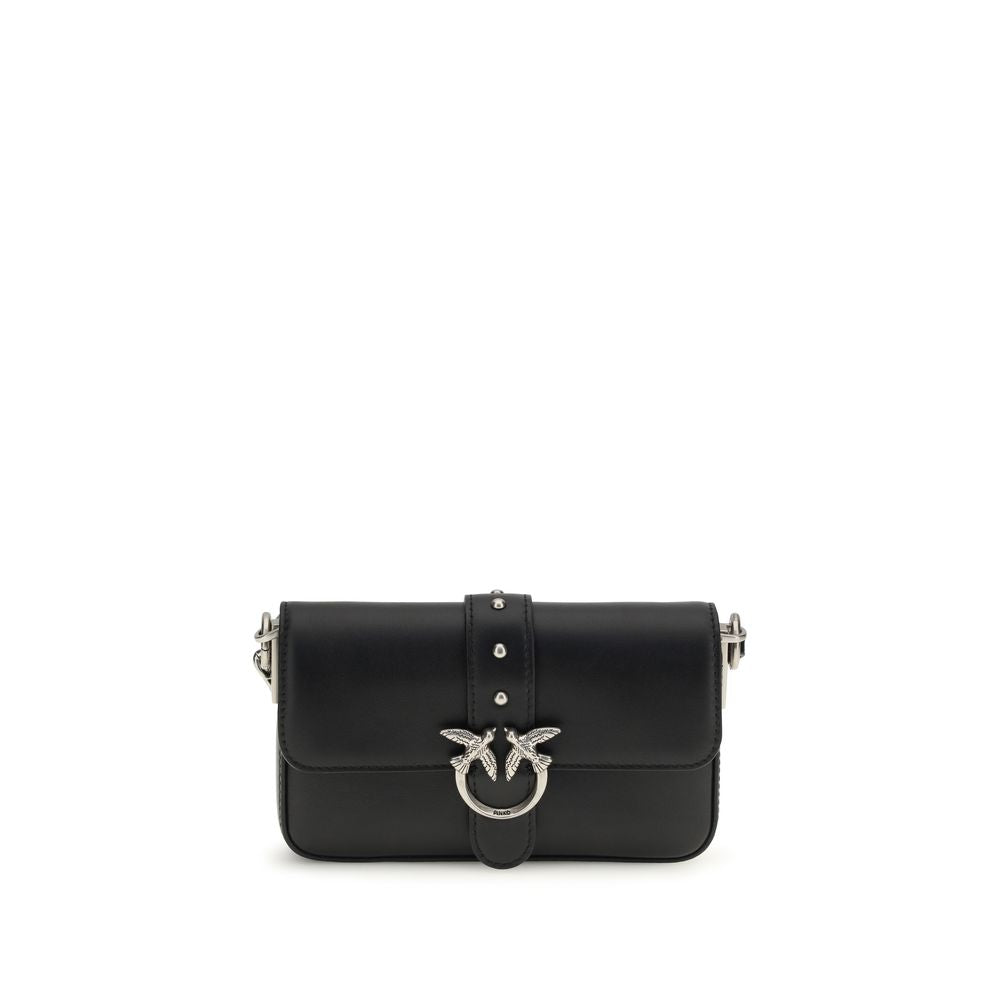 Pinko Baby Love Micro Shoulder Bag Black Calf Leather