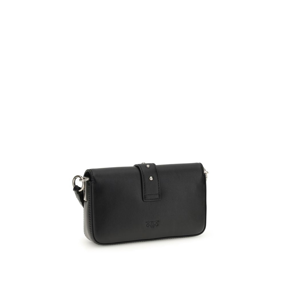 Pinko Baby Love Micro Shoulder Bag Black Calf Leather