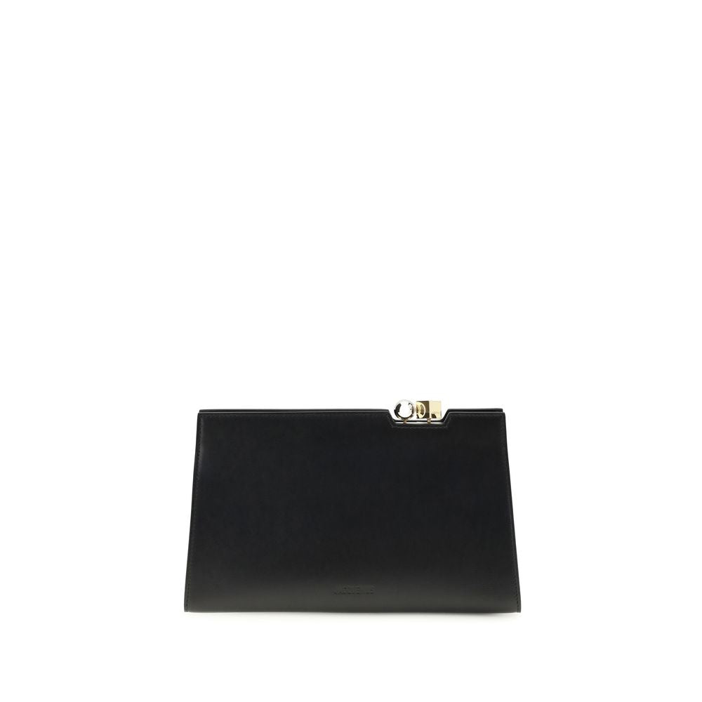Jacquemus Le Salon Leather Shoulder Bag in Black