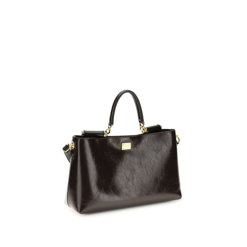 Dolce & Gabbana Medium Vittoria Leather Handbag in Dark Brown