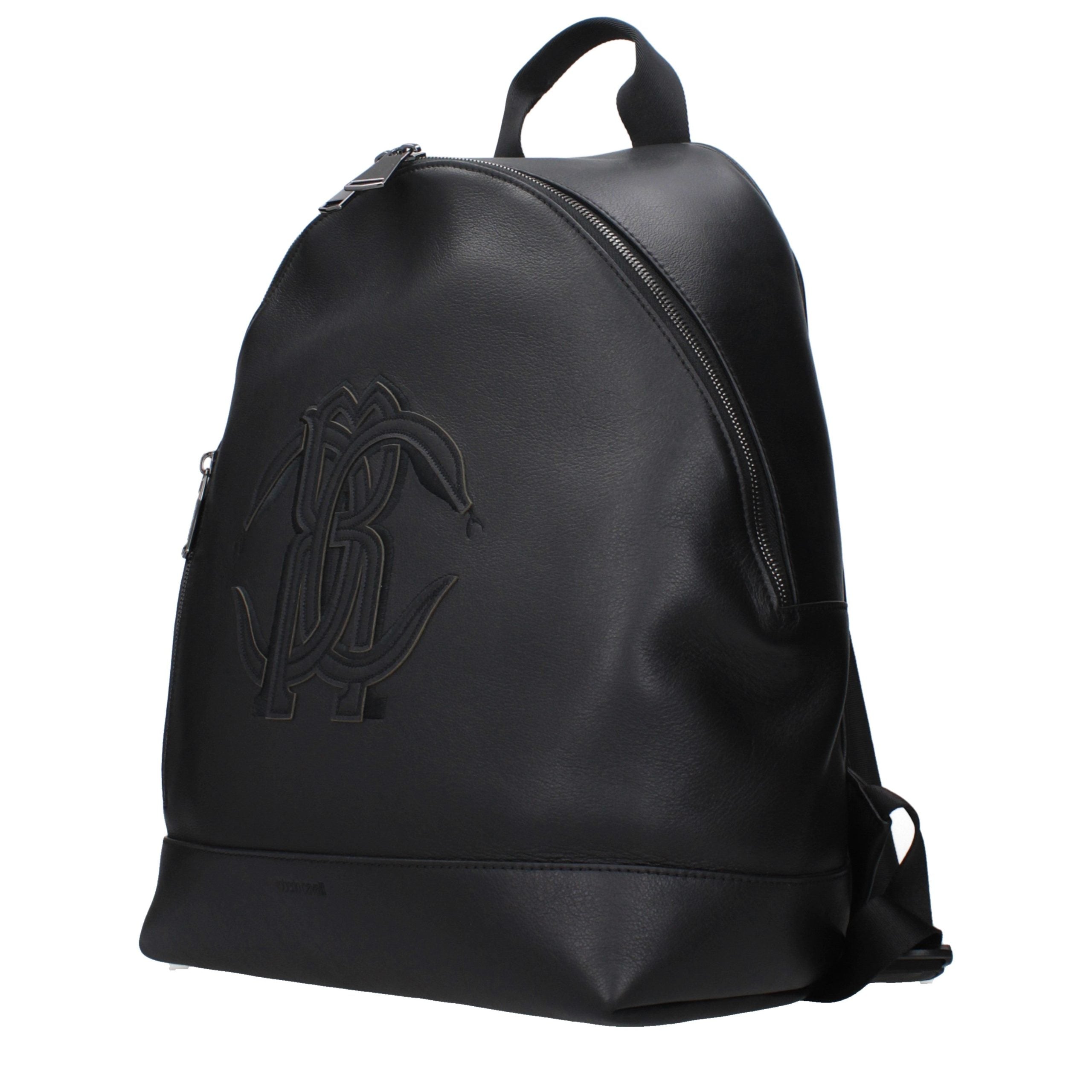 Roberto Cavalli Black Leather Backpack