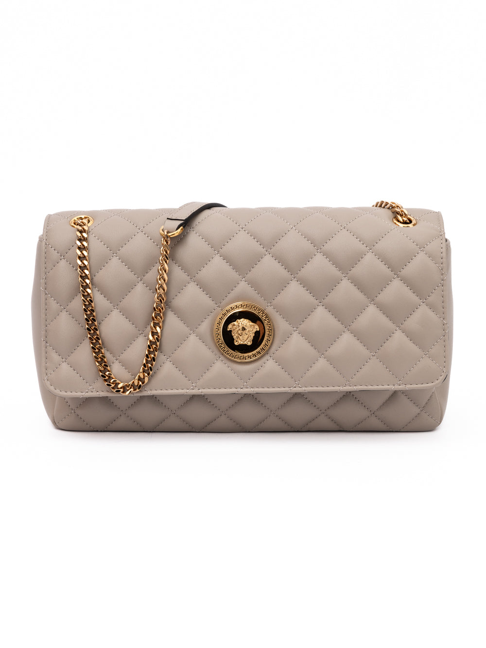 Versace Medusa Quilted Lambskin Chain Shoulder Bag Taupe