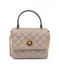 Versace Medusa Quilted Lambskin Top Handle Bag Taupe