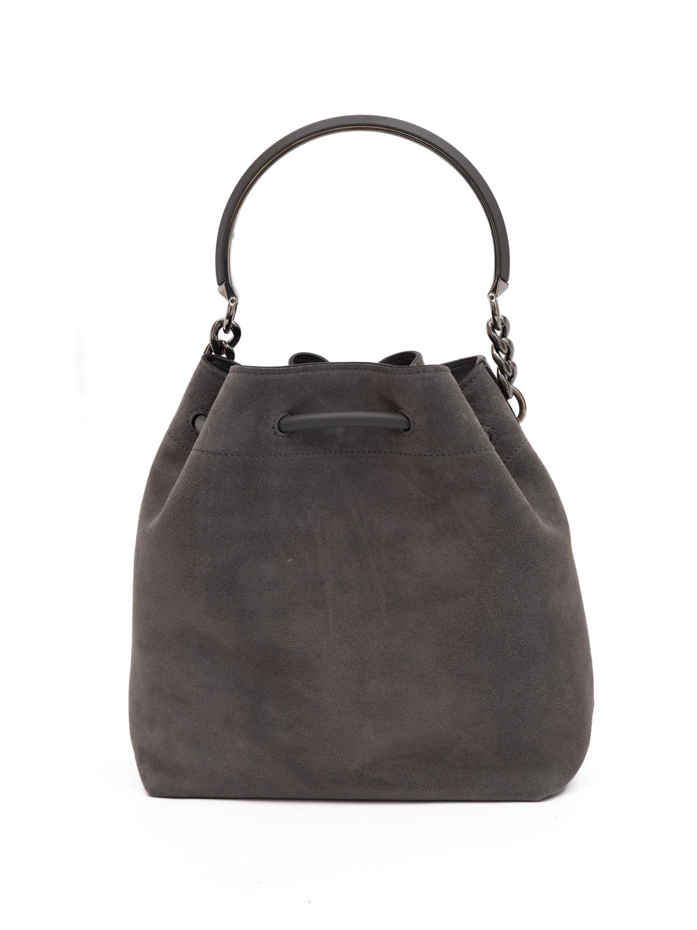 Jimmy Choo Bon Bon Bucket Bag Dark Grey Suede Leather