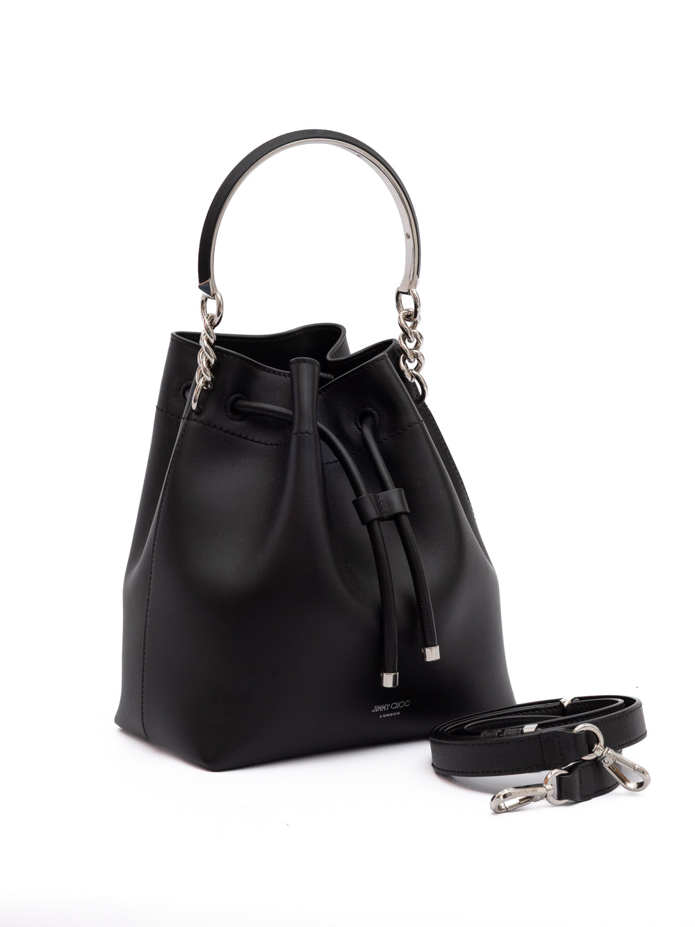 Jimmy Choo Black Bon Bon Leather Bucket