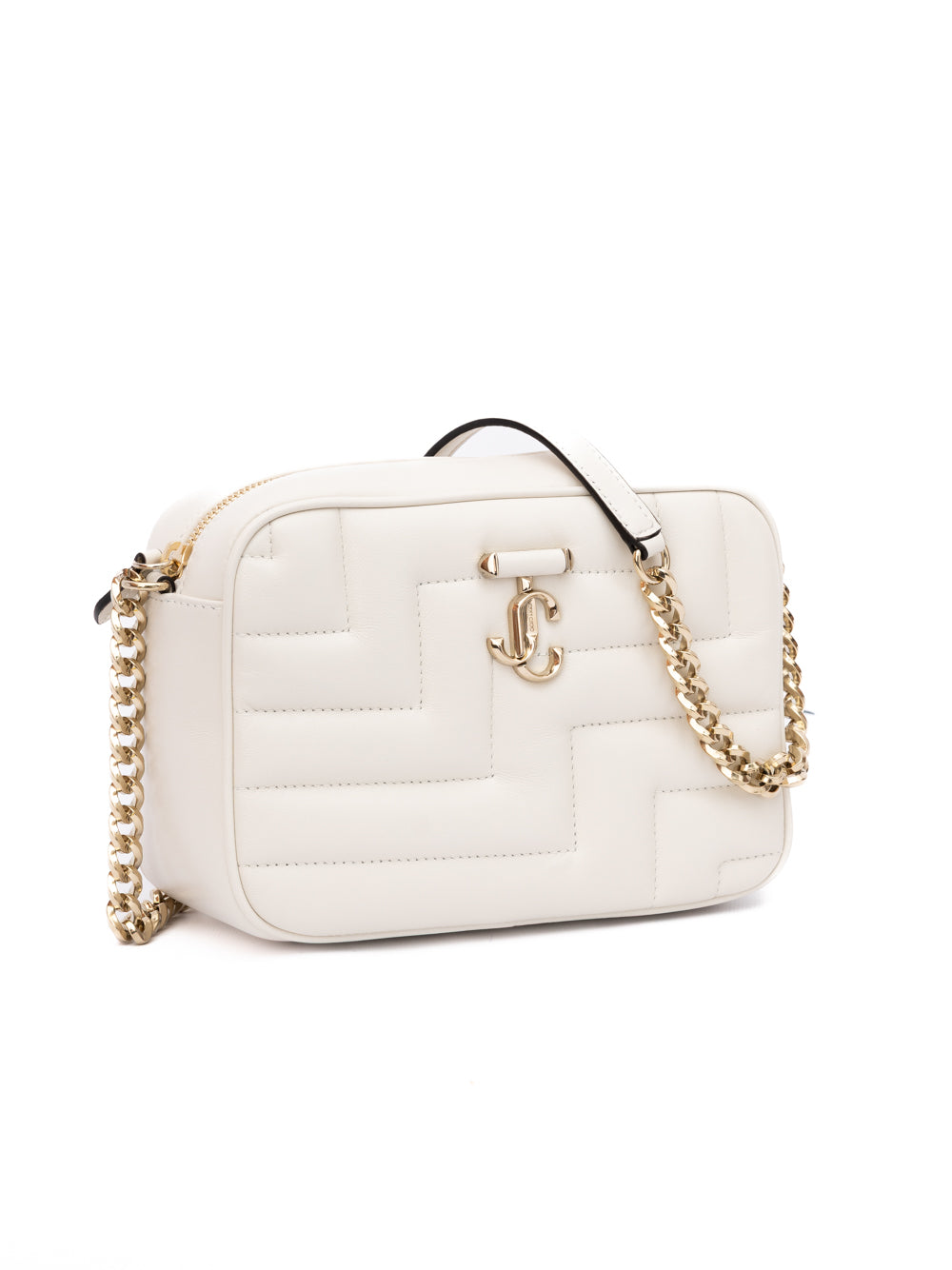 Jimmy Choo White Leather Avenue Camera Crossbody Bag