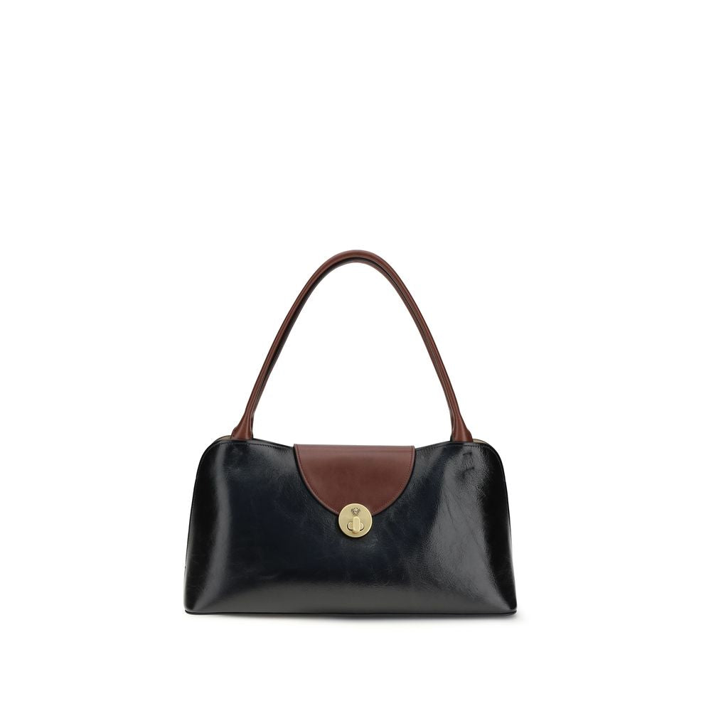 Versace Vivian Medium Leather Shoulder Bag Black Brown