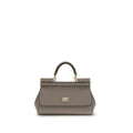 Dolce & Gabbana Sicily Small Taupe Calf Leather Handbag