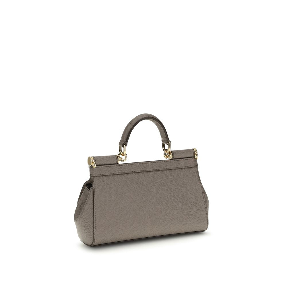 Dolce & Gabbana Sicily Small Taupe Calf Leather Handbag