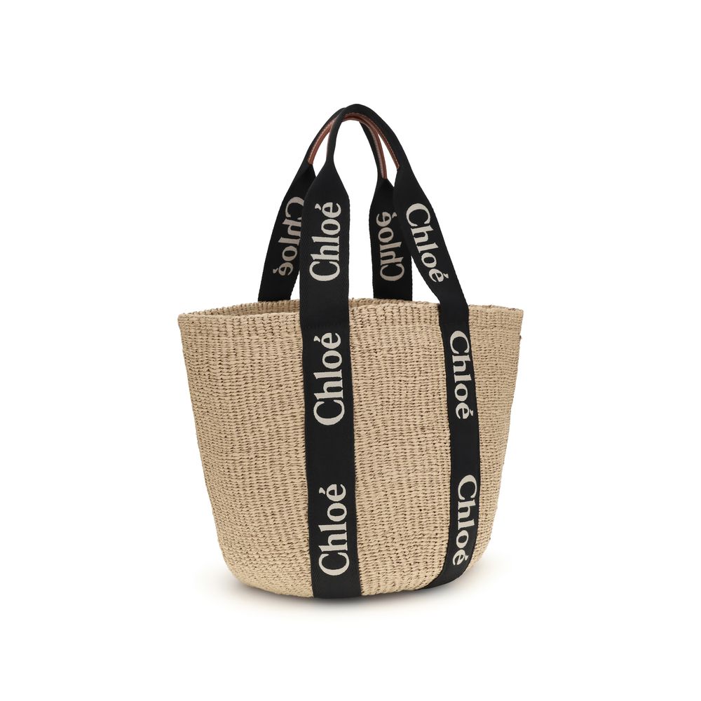 Chloé Beige Raffia Backet Bag