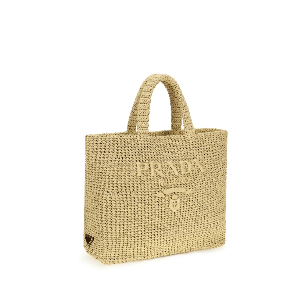 Prada Raffia Tote Bag in Natural Beige