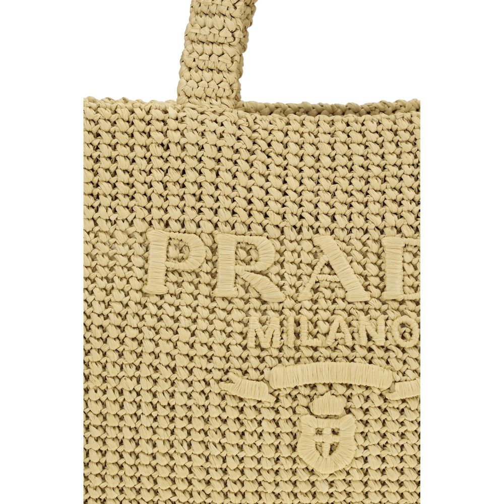 Prada Raffia Tote Bag in Natural Beige