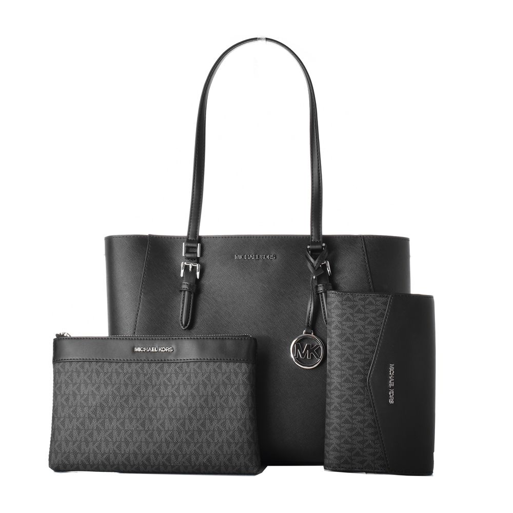 Michael Kors Charlotte 3-in-1 Tote Bag Black Saffiano Leather