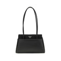 Prada Smooth Leather East-West Shoulder Bag in Black