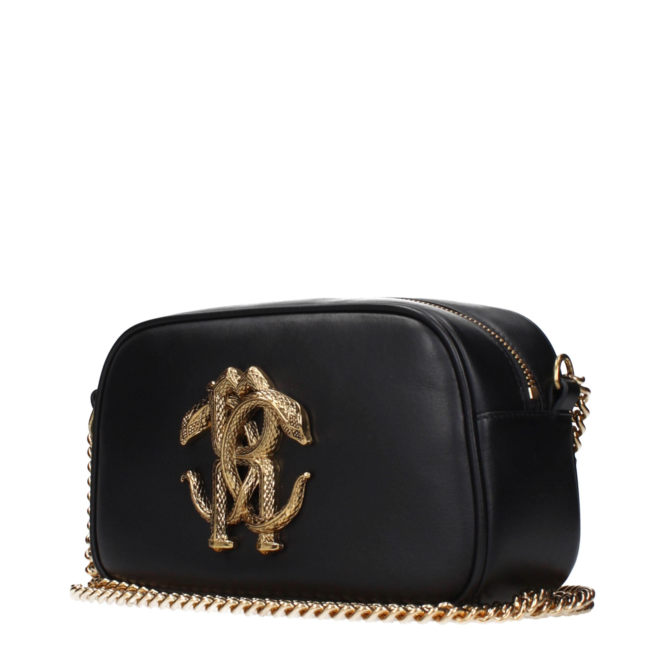 Roberto Cavalli Black Leather Crossbody Bag
