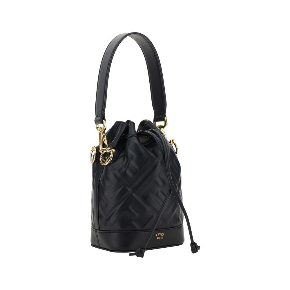 Fendi Mon Tresor FF Embossed Bucket Bag in Black