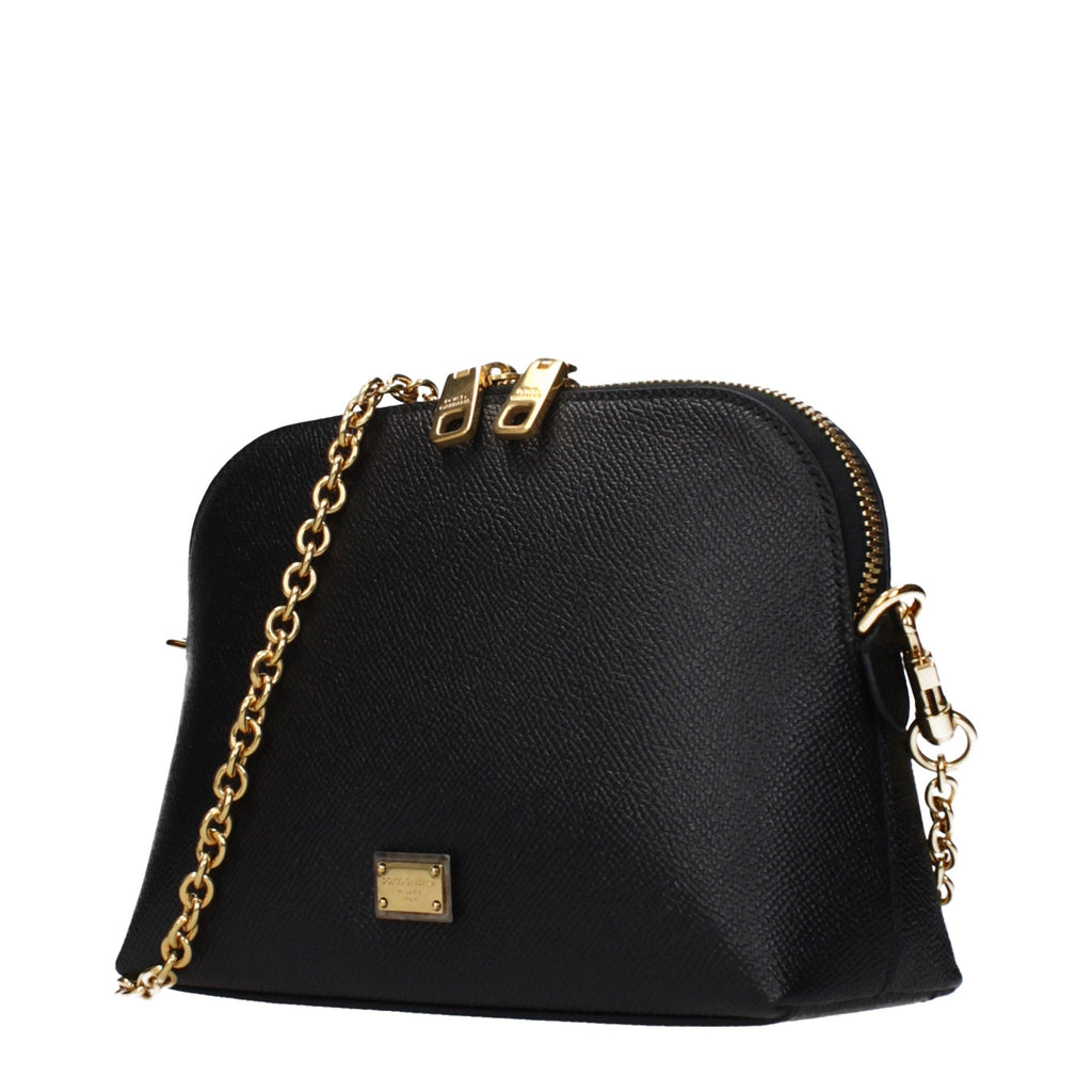Dolce & Gabbana Sicily Dome Leather Crossbody Bag in Black