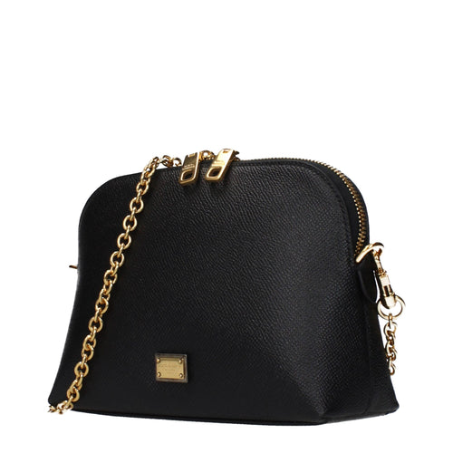 Dolce & Gabbana Sicily Dome Leather Crossbody Bag in Black