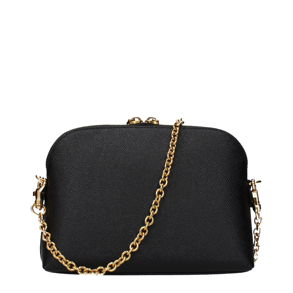 Dolce & Gabbana Sicily Dome Leather Crossbody Bag in Black