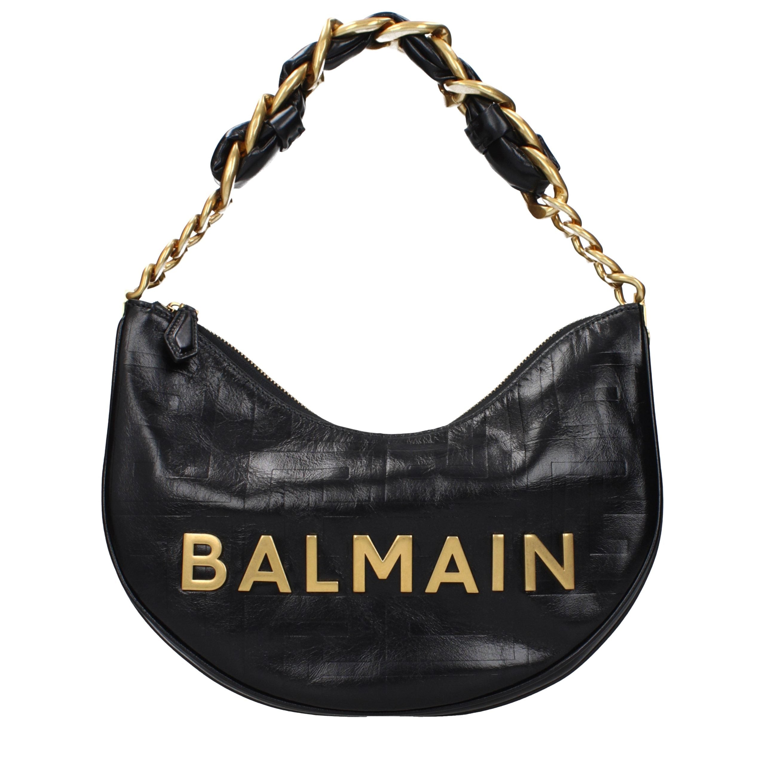 Balmain Black Leather Shoulder Bag
