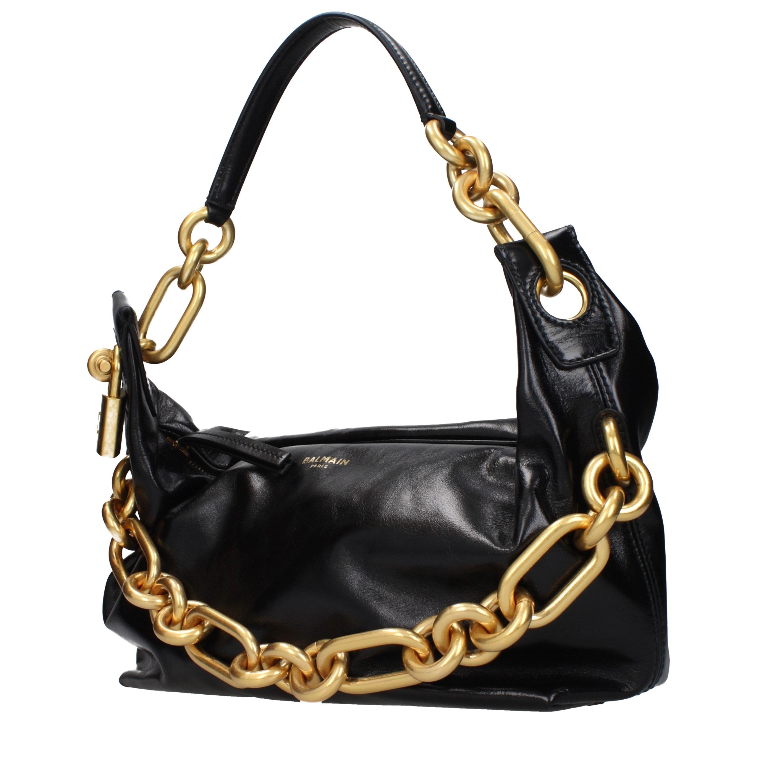 Balmain Black Leather Shoulder Bag