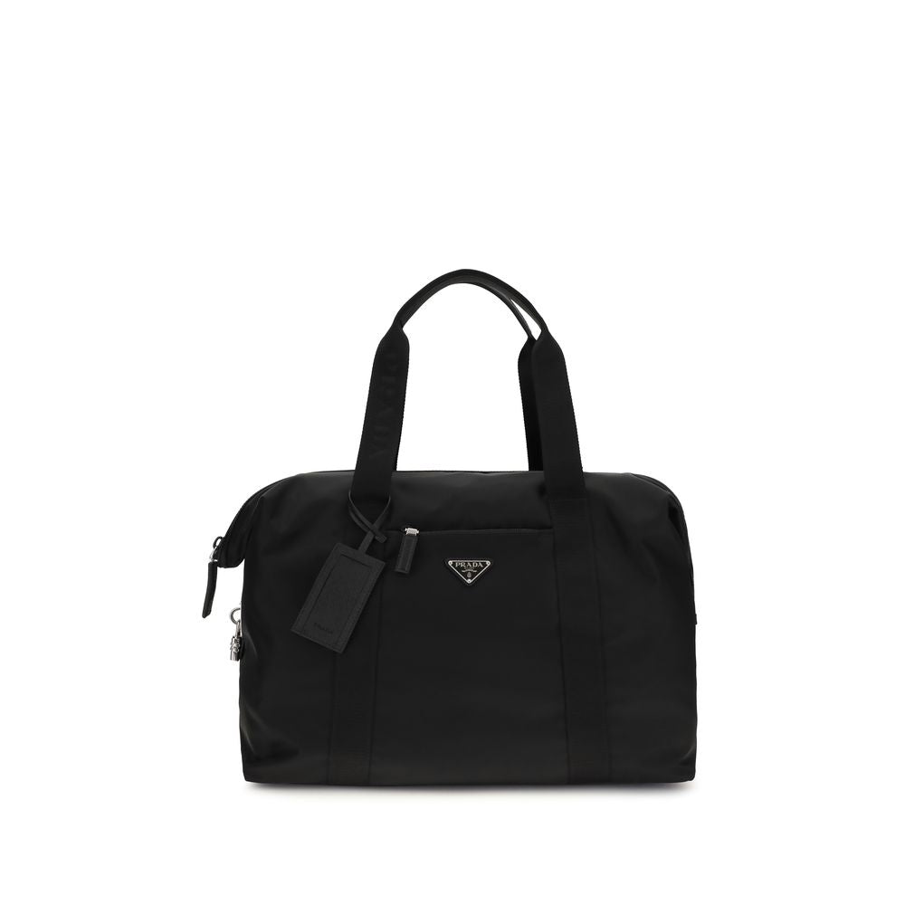 Prada Leather and Re-Nylon Travel Bag in Black