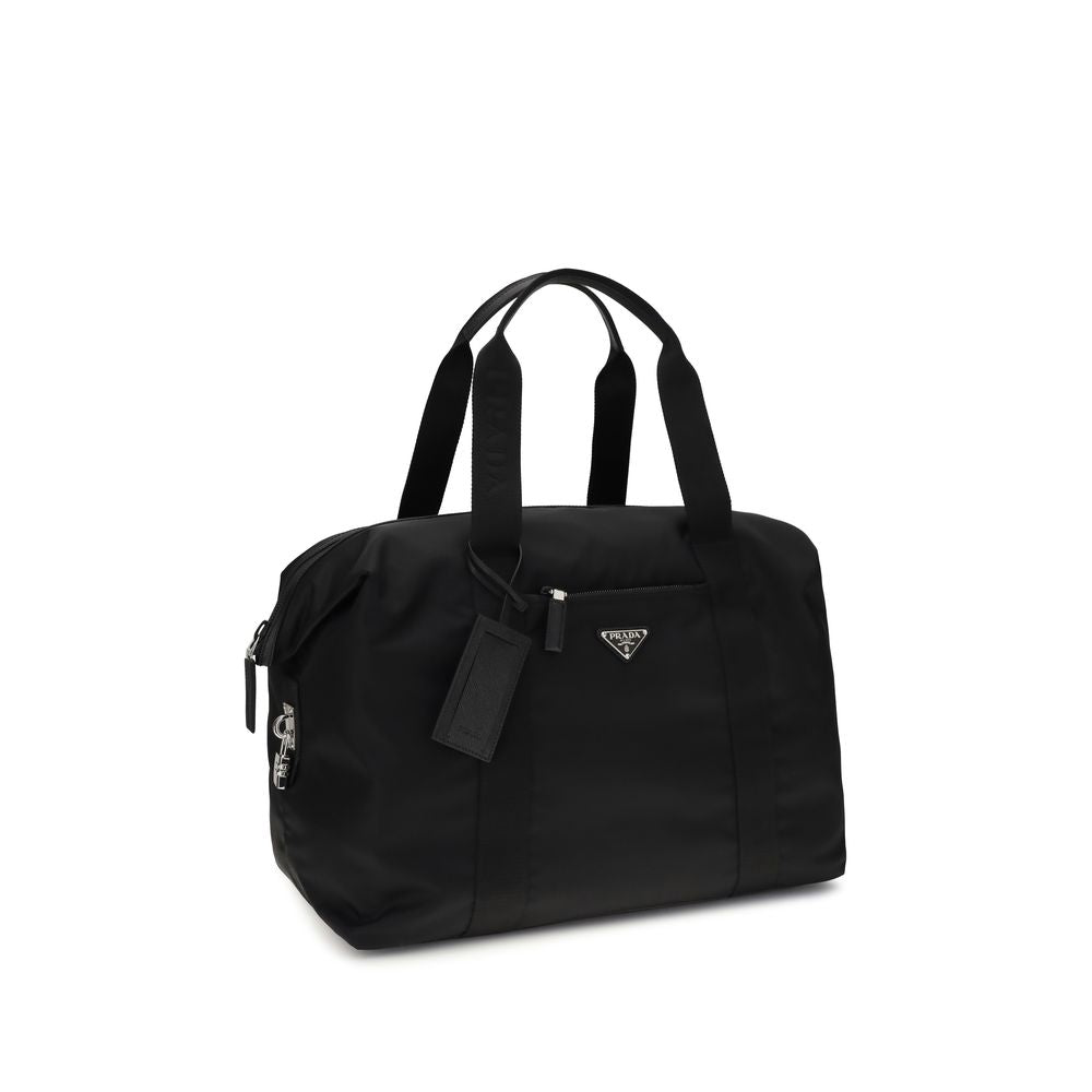 Prada Leather and Re-Nylon Travel Bag in Black